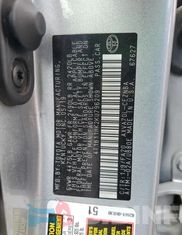 4T1B11HK2KU796209 Photo# 12