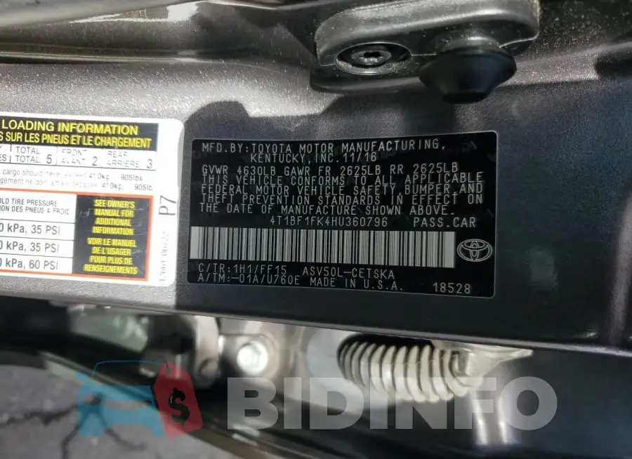 4T1BF1FK4HU360796 Photo# 12