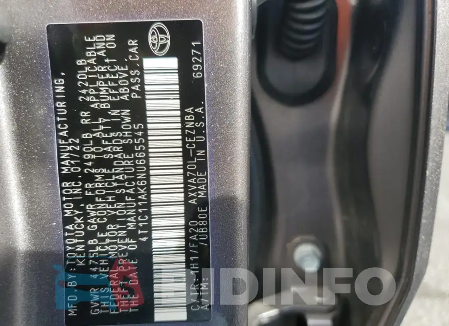 4T1C11AK6NU665545 Photo# 13