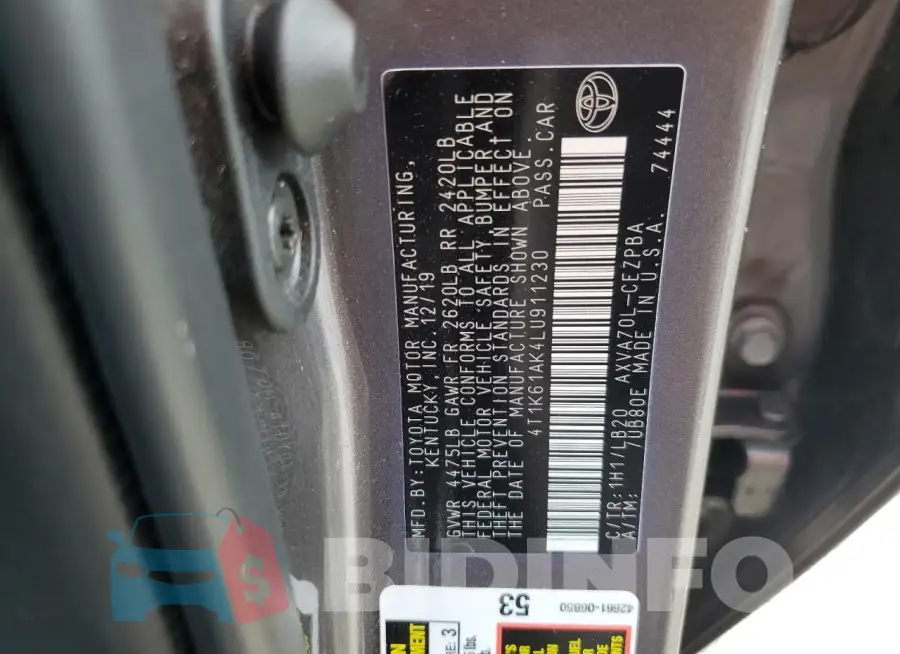 4T1K61AK4LU911230 Photo# 12
