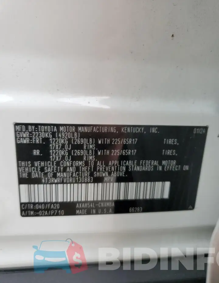 4T3RWRFV0RU130883 Photo# 13