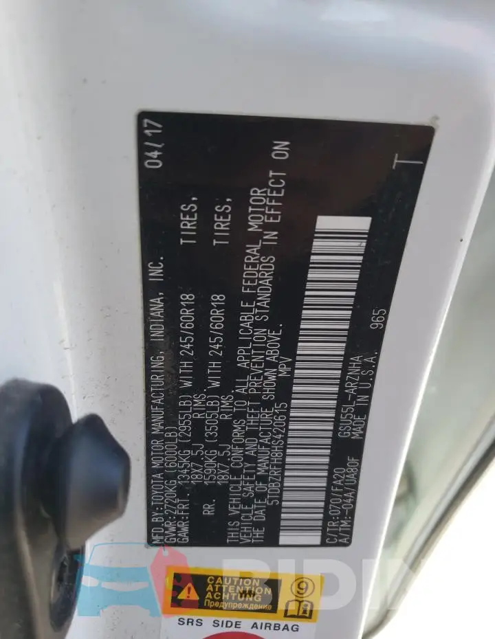 5TDBZRFH8HS420615 Photo# 14