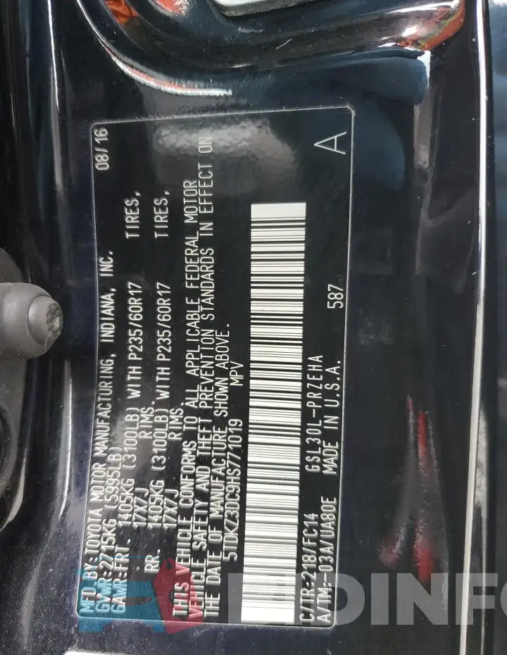 5TDKZ3DC9HS771019 Photo# 12