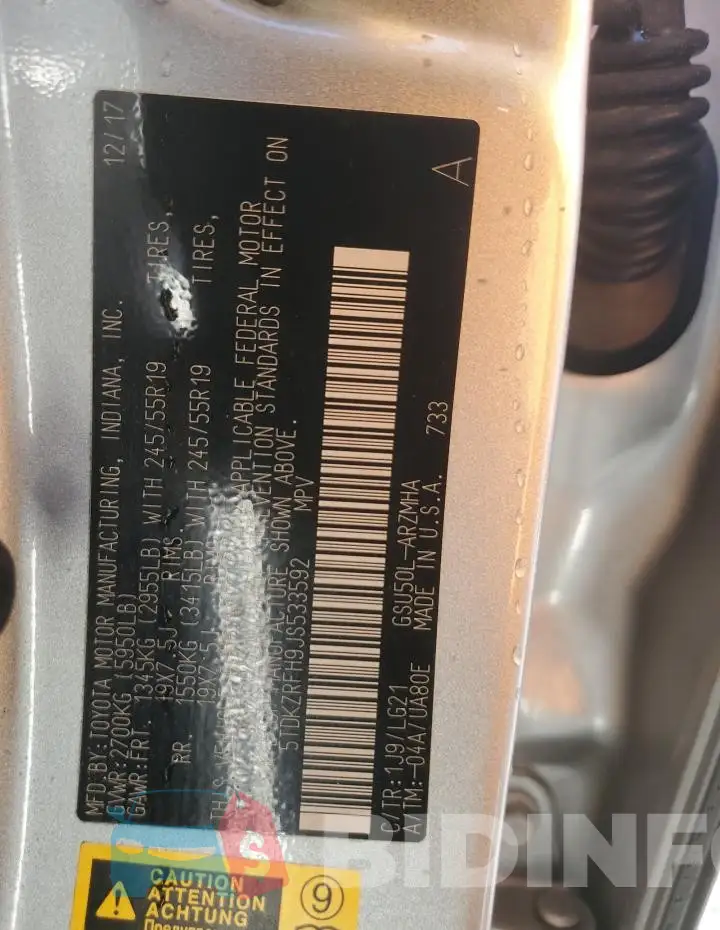 5TDKZRFH9JS533592 Photo# 14