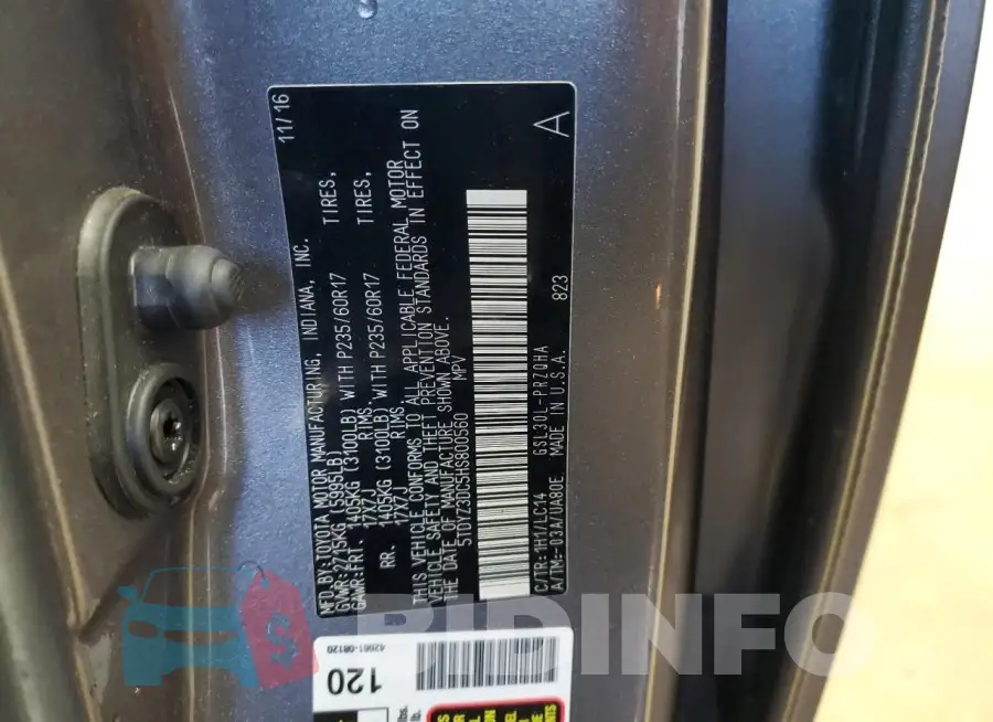 5TDYZ3DC5HS800560 Photo# 13