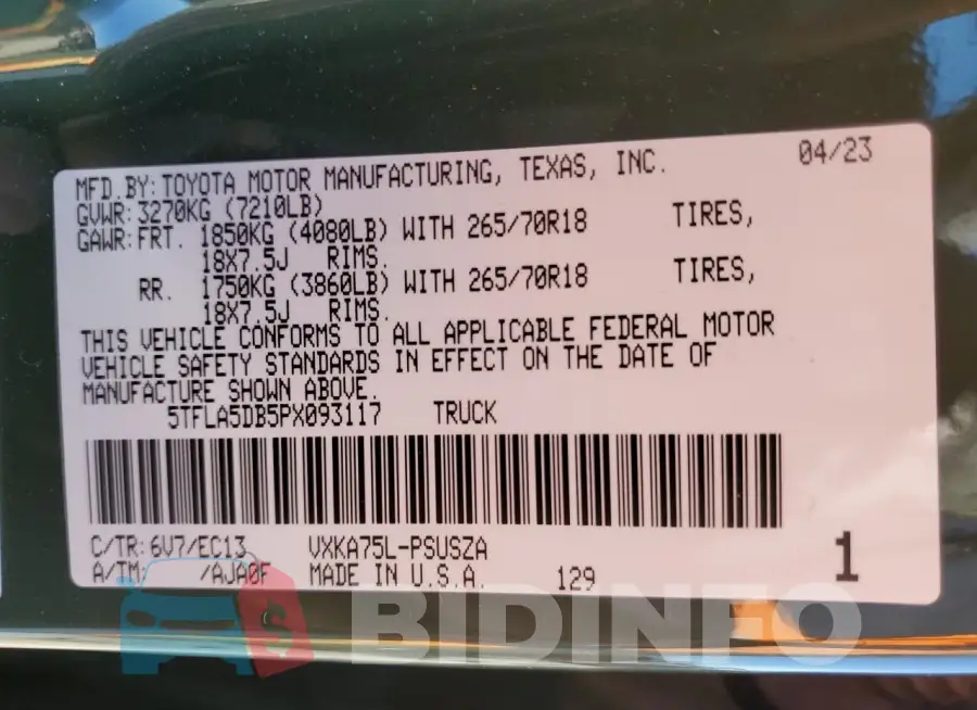 5TFLA5DB5PX093117 Photo# 12
