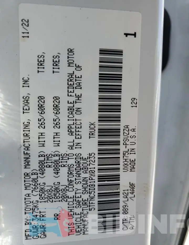 5TFNC5DB1PX017235 Photo# 12