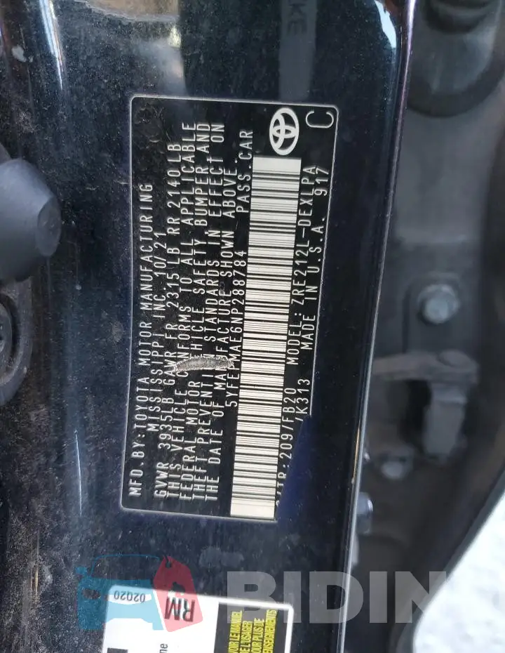 5YFEPMAE6NP288784 Photo# 13
