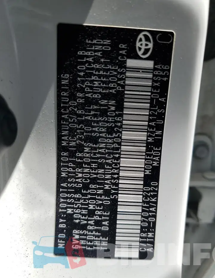 5YFS4RCE4LP052461 Photo# 13