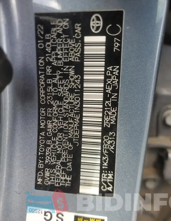 JTDEPMAE1N3011243 Photo# 12