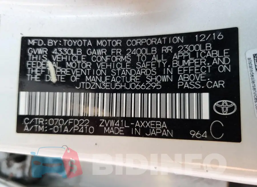 JTDZN3EU5HJ066295 Photo# 12