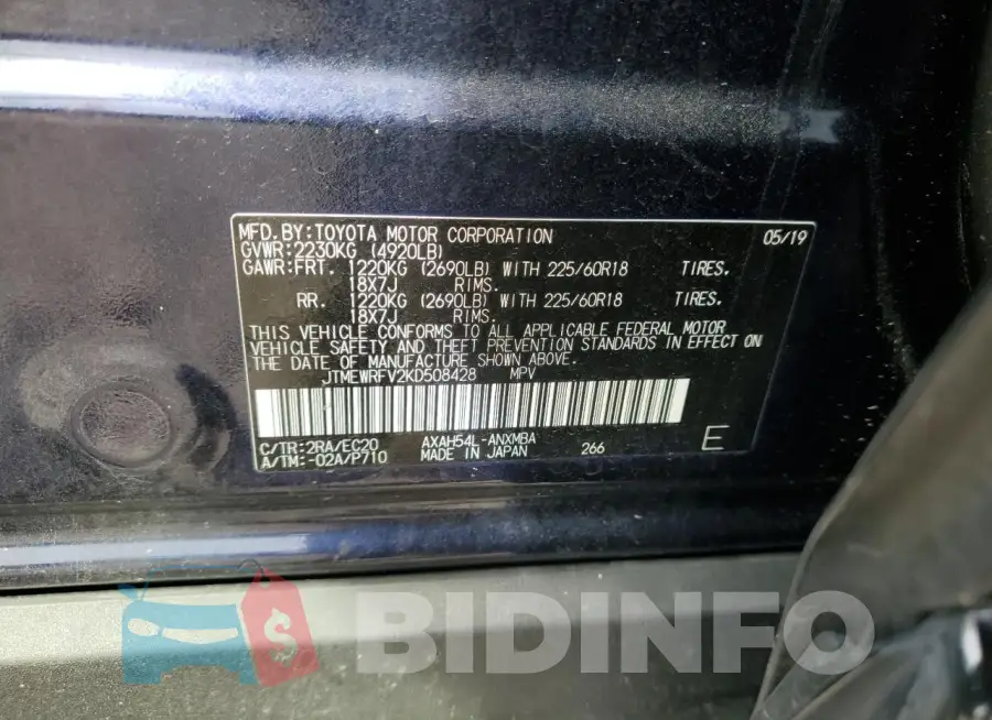 JTMEWRFV2KD508428 Photo# 13