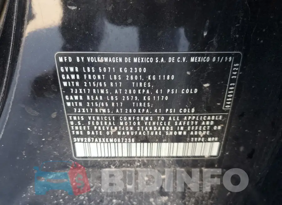 3VV2B7AXXKM087236 Photo# 13