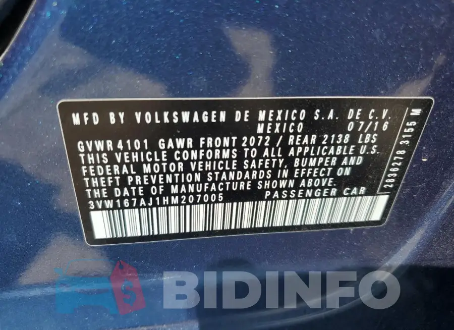 3VW167AJ1HM207005 Photo# 12