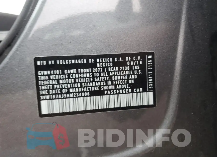 3VW167AJ9HM234906 Photo# 12