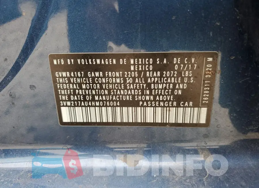 3VW217AU4HM076004 Photo# 12