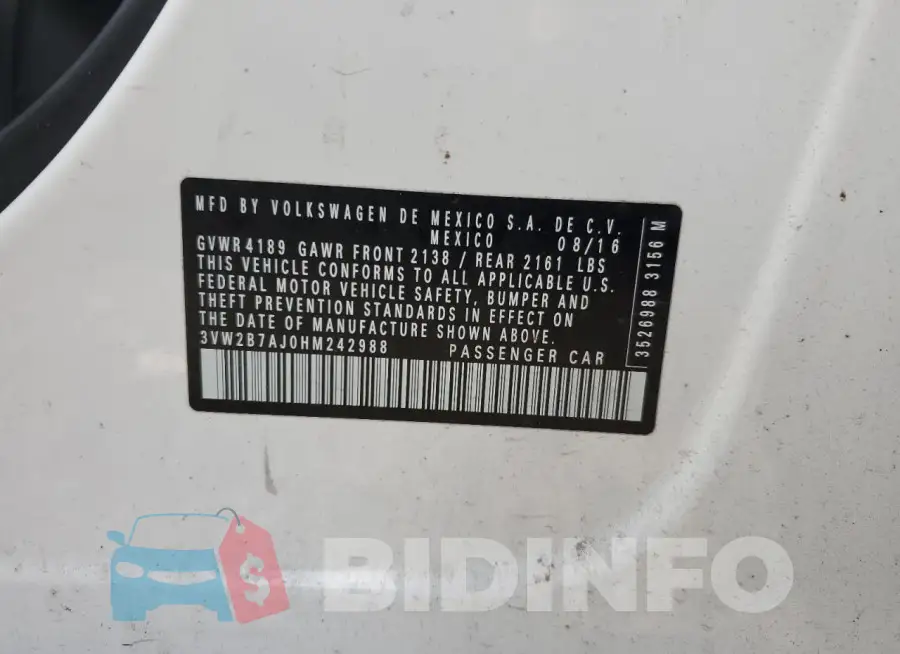 3VW2B7AJ0HM242988 Photo# 13