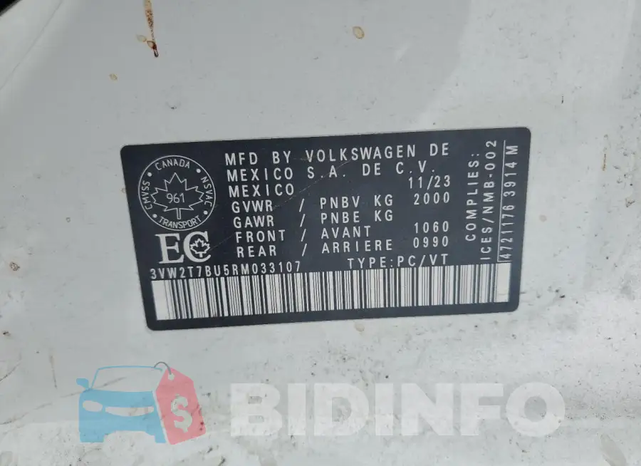 3VW2T7BU5RM033107 Photo# 13