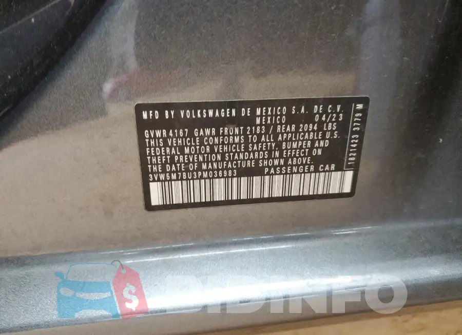 3VW5M7BU3PM036983 Photo# 12