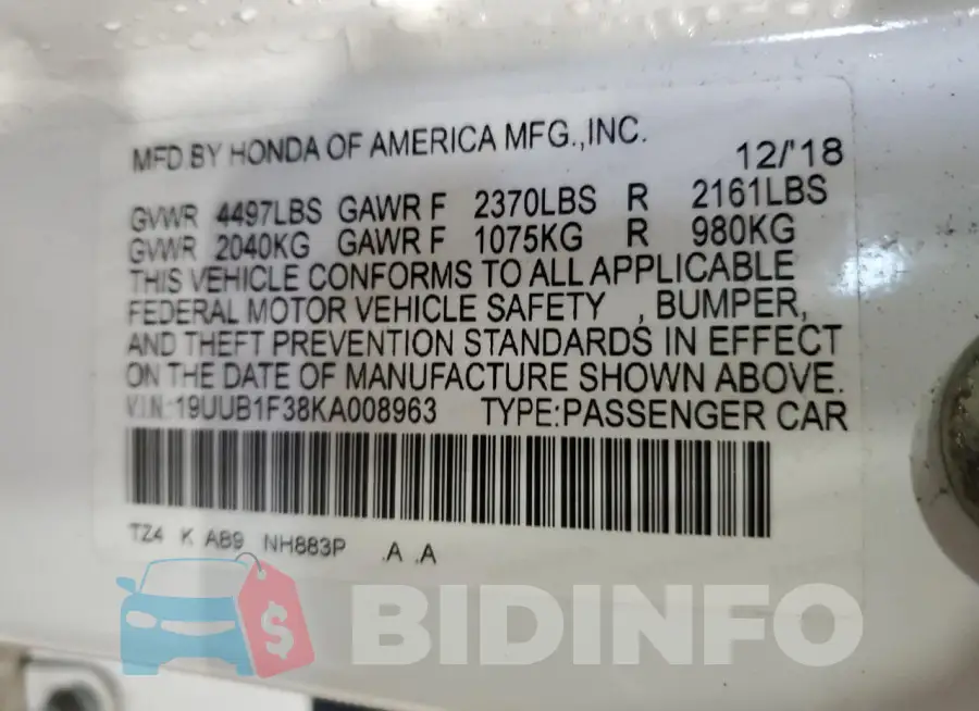 19UUB1F38KA008963 Photo# 12