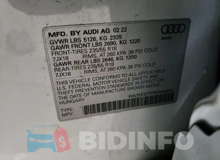 WA1EECF31N1089812 Photo# 14