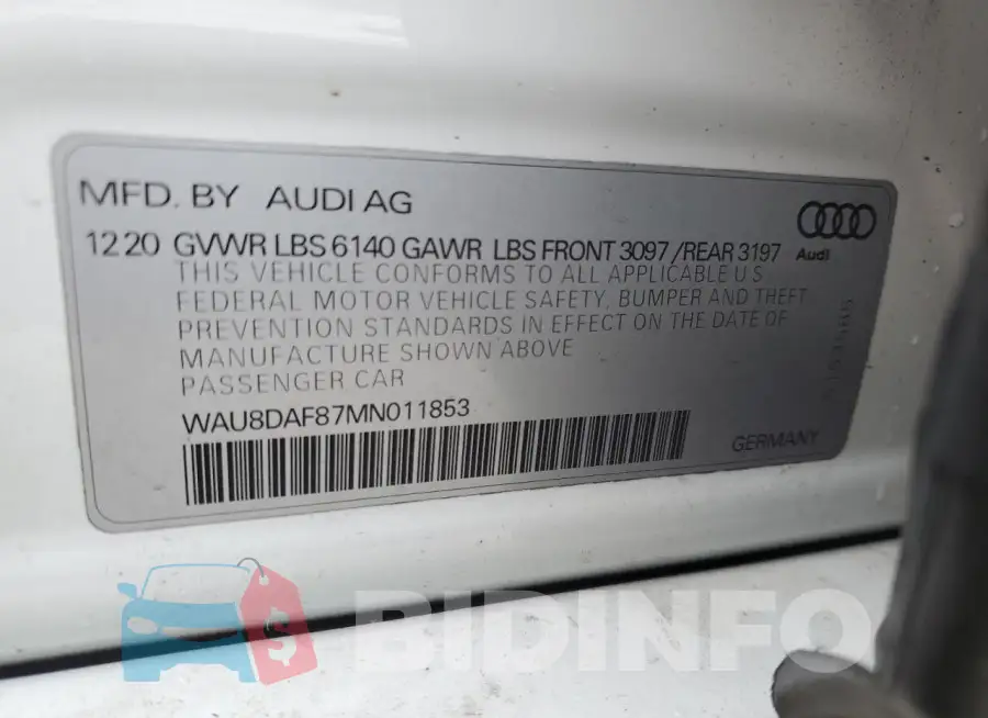 WAU8DAF87MN011853 Photo# 13