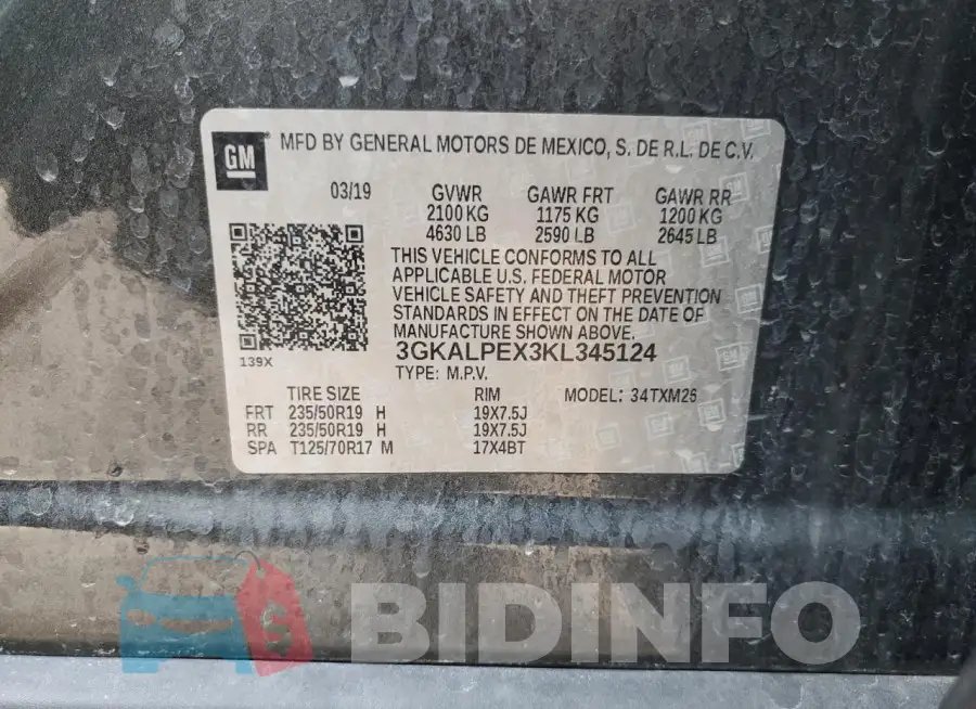 3GKALPEX3KL345124 Photo# 14