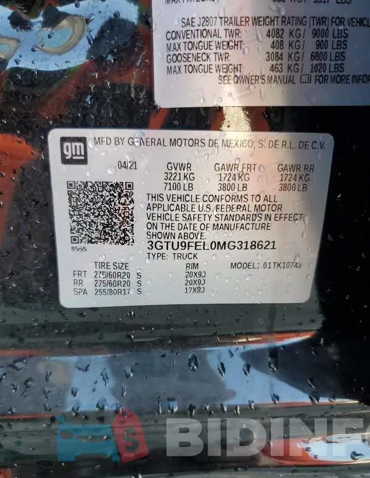 3GTU9FEL0MG318621 Photo# 13