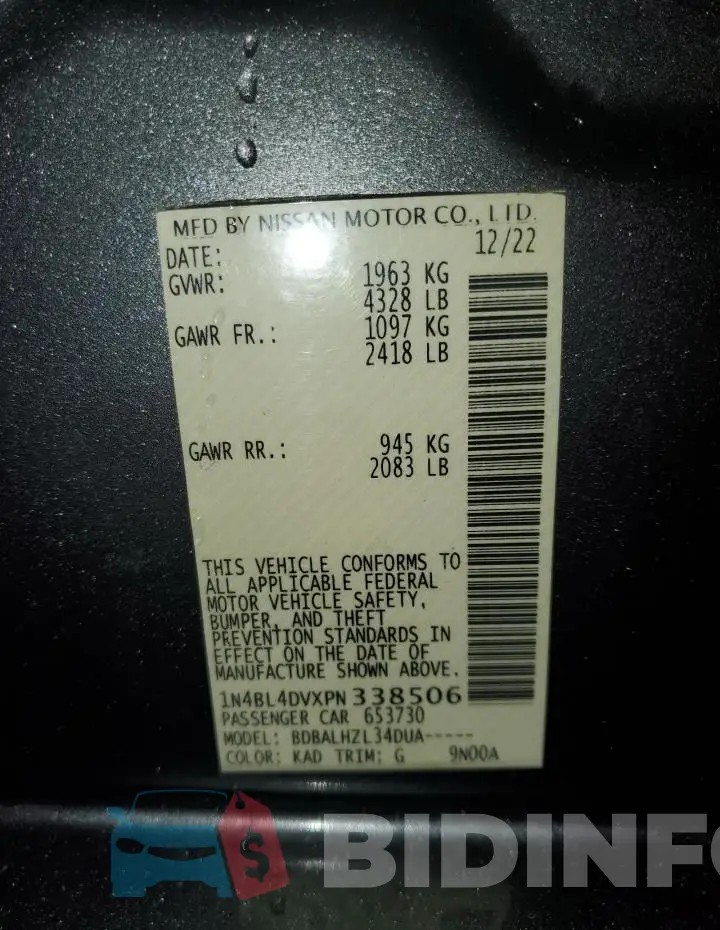 1N4BL4DVXPN338506 Photo# 12