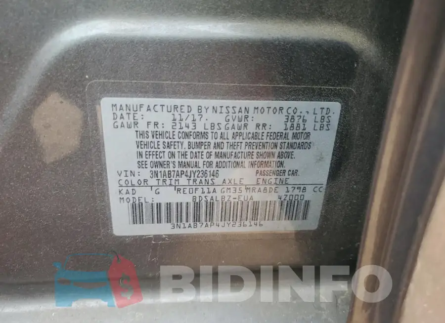 3N1AB7AP4JY236146 Photo# 13