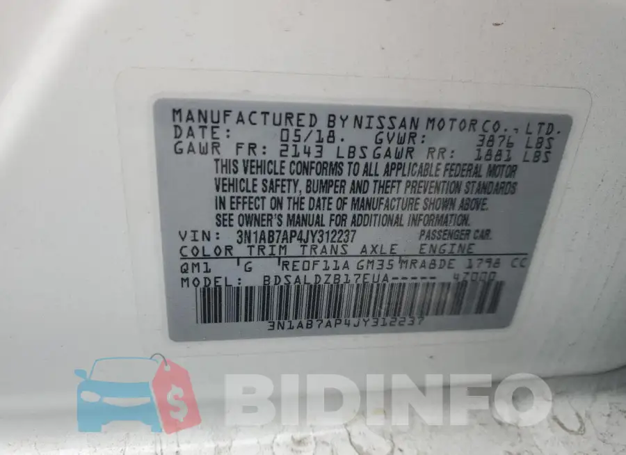 3N1AB7AP4JY312237 Photo# 13