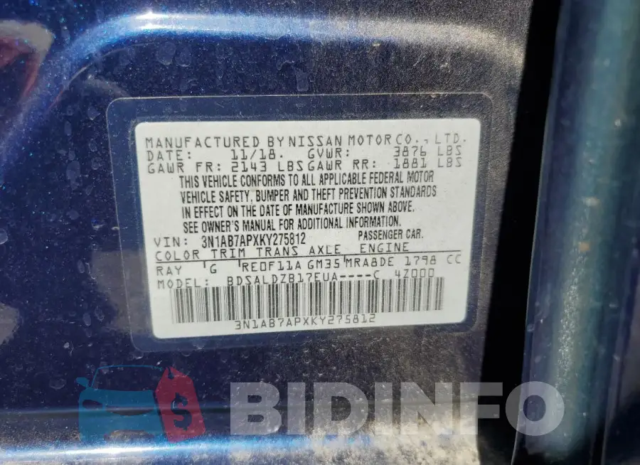 3N1AB7APXKY275812 Photo# 12