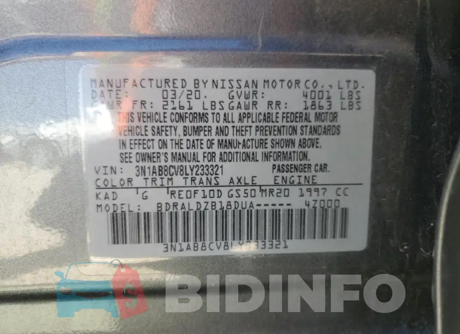 3N1AB8CV8LY233321 Photo# 12