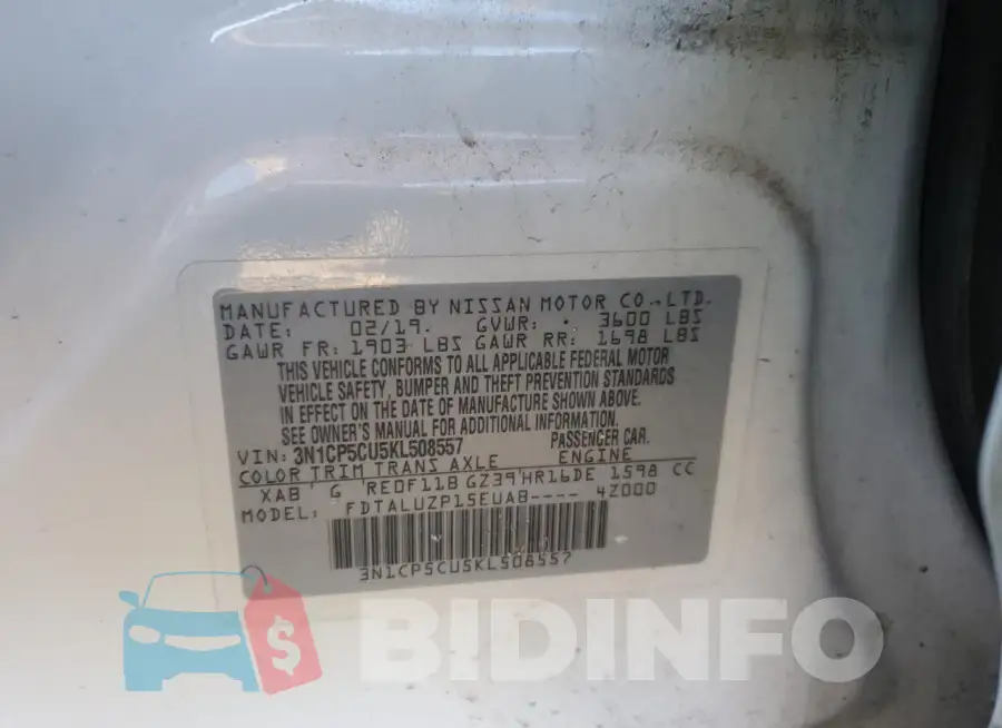 3N1CP5CU5KL508557 Photo# 12