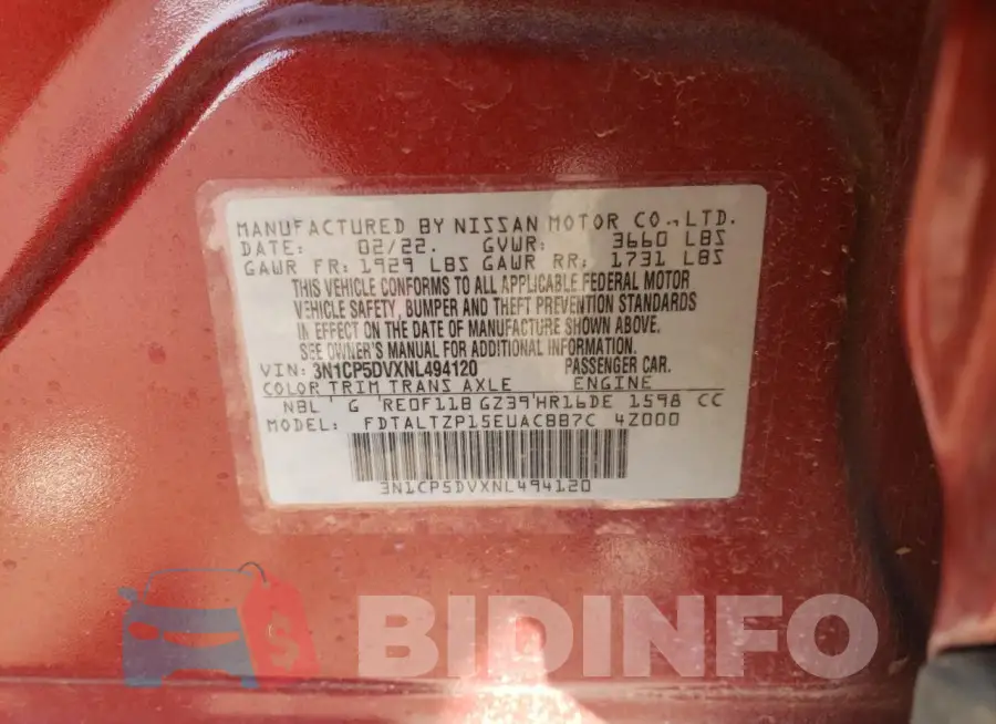 3N1CP5DVXNL494120 Photo# 13