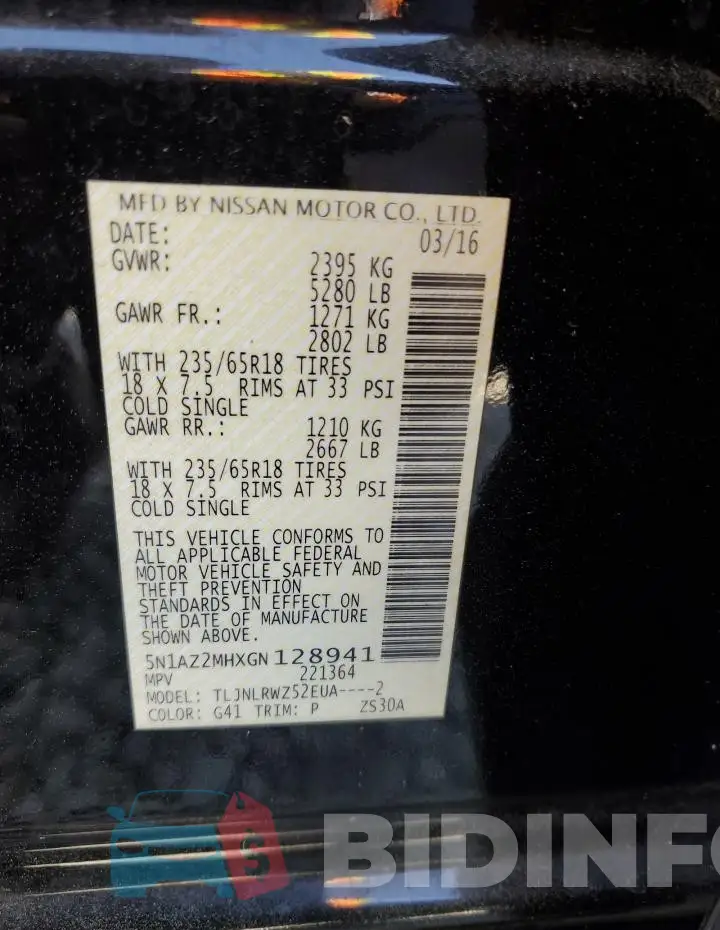 5N1AZ2MHXGN128941 Photo# 13