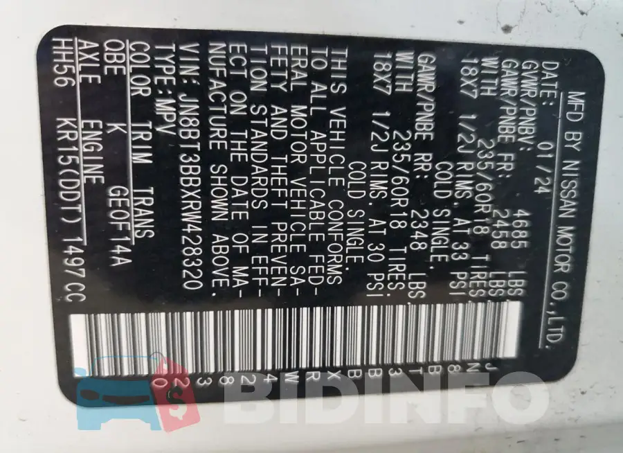 JN8BT3BBXRW428320 Photo# 13