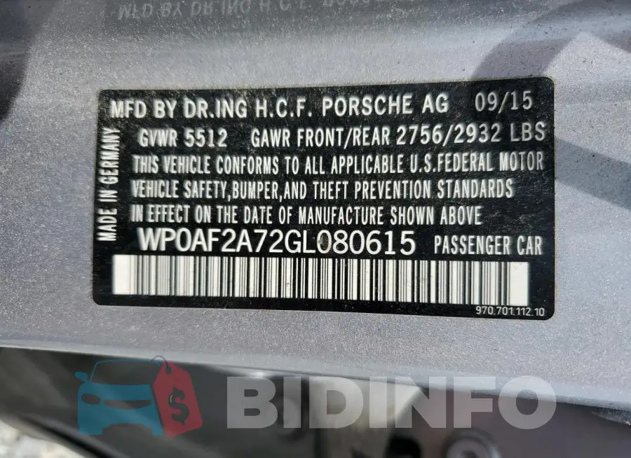 WP0AF2A72GL080615 Photo# 12