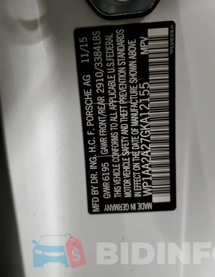 WP1AA2A27GKA12155 Photo# 13