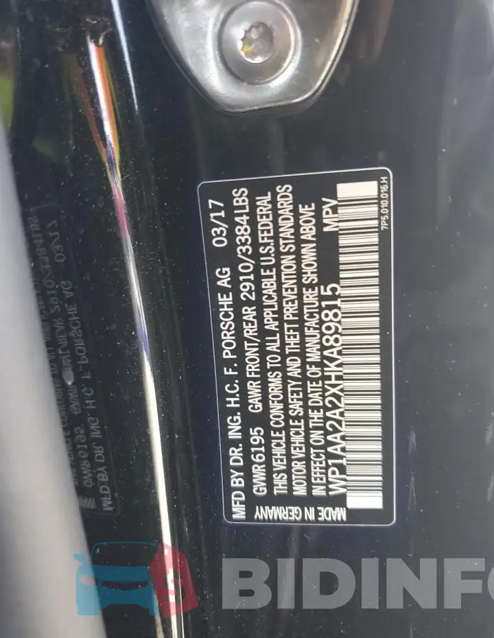 WP1AA2A2XHKA89815 Photo# 13