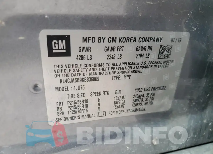 KL4CJASB9KB836809 Photo# 12