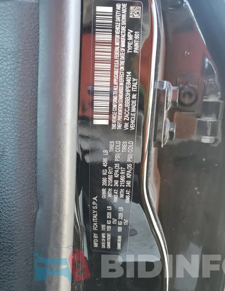 ZACCJBBB3HPE84014 Photo# 13