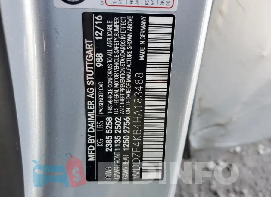 WDDZF4KB4HA183488 Photo# 13