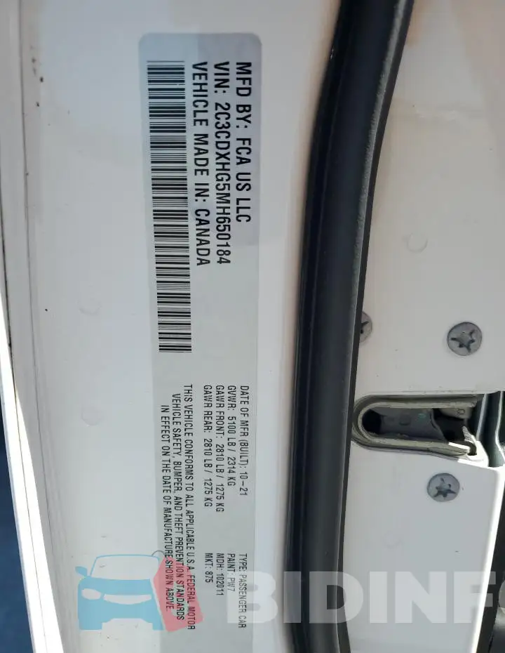 2C3CDXHG5MH650184 Photo# 12