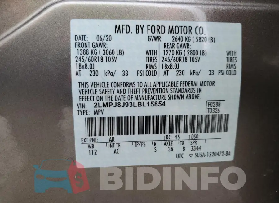 2LMPJ8J93LBL15854 Photo# 13