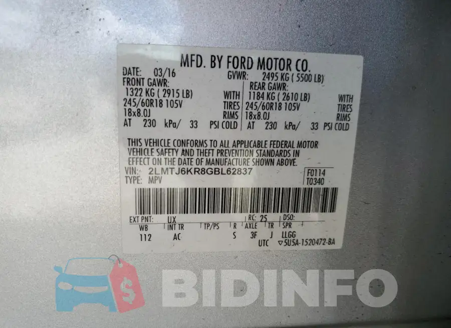 2LMTJ6KR8GBL62837 Photo# 13