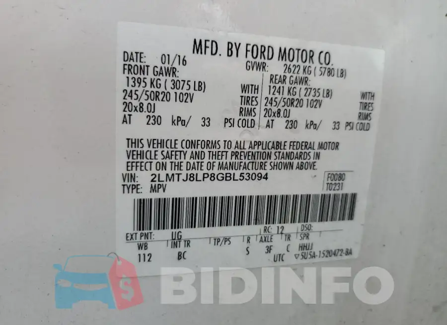 2LMTJ8LP8GBL53094 Photo# 13