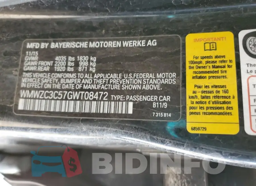 WMWZC3C57GWT08472 Photo# 13