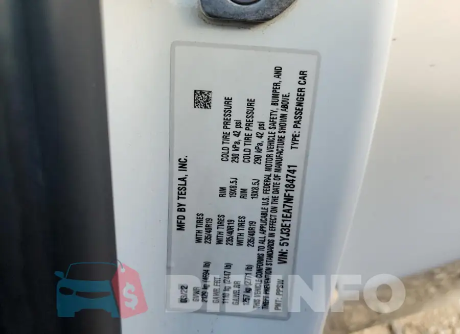 5YJ3E1EA7NF184741 Photo# 12