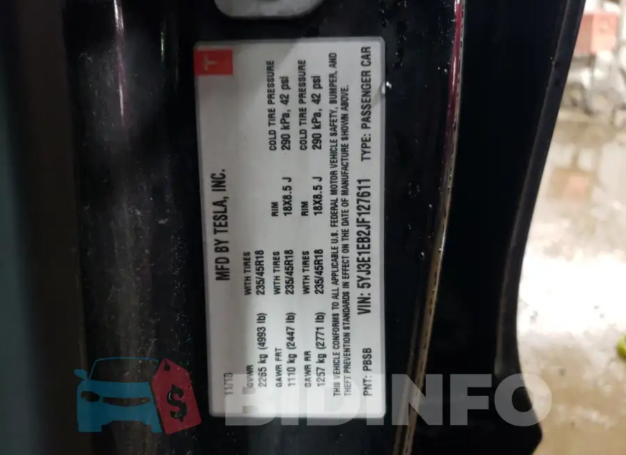 5YJ3E1EB2JF127611 Photo# 12